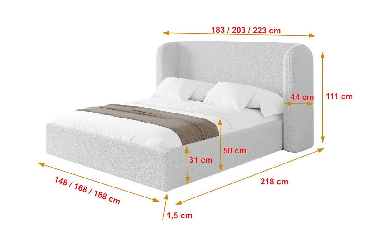 POLSTERBETT mit Bettkasten und Lattenrost, Bett mit Matratze H3/H4 - ESTI 140x200 Hellgrau - Silberfarben, Holzwerkstoff/Textil (140/200cm) - ALTDECOR