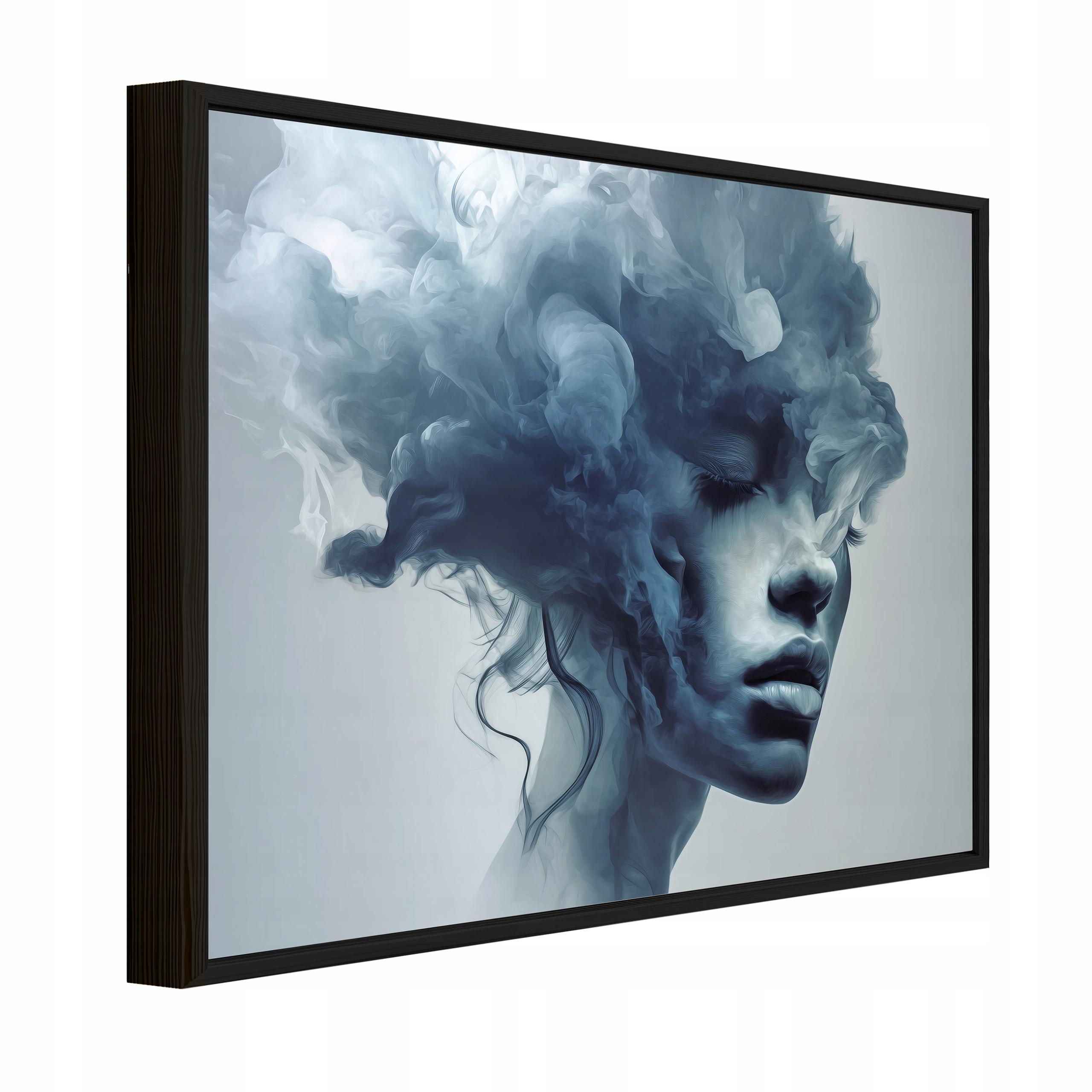 BILDER mit Rahmen Frau Gesicht Blau 100x70 cm - Multicolor, Holzwerkstoff (100/70cm) - Wallarena
