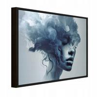 BILDER mit Rahmen Frau Gesicht Blau 100x70 cm - Multicolor, Holzwerkstoff (100/70cm) - Wallarena