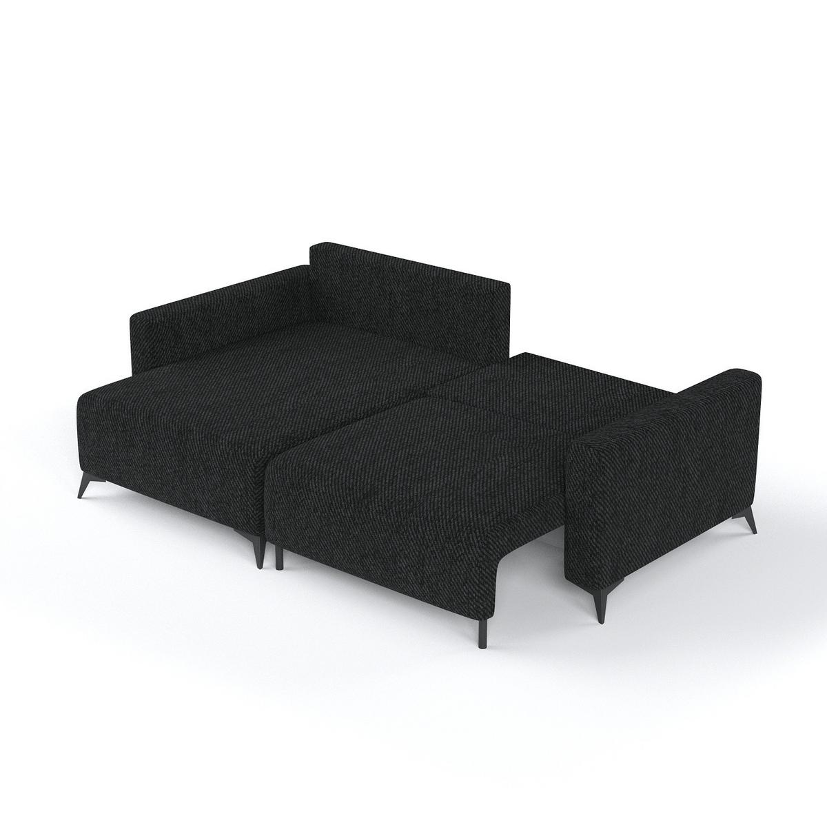 ECKSOFA NUVIO mit Schlaffunktion Schwarz im Neve Stoff - Schwarz, Holz/Holzwerkstoff (239/148cm) - AltaBeds
