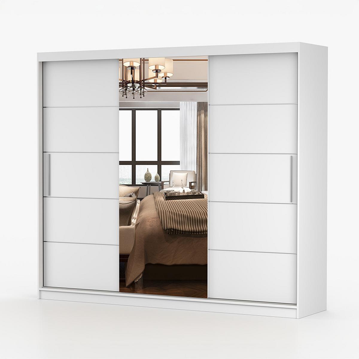 KLEIDERSCHRANK Astra 233 cm, 233/218/61, 3-türig, weiß - Weiß, Holzwerkstoff (233/218/61cm) - imoebel24