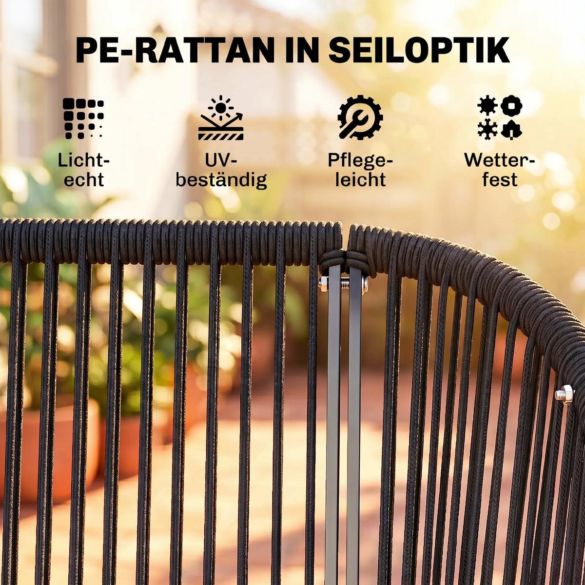 RATTAN-SCHAUKEL Metall Dunkelgrau - Dunkelgrau/Schwarz, Textil/Metall (120/172/178cm) - Outsunny