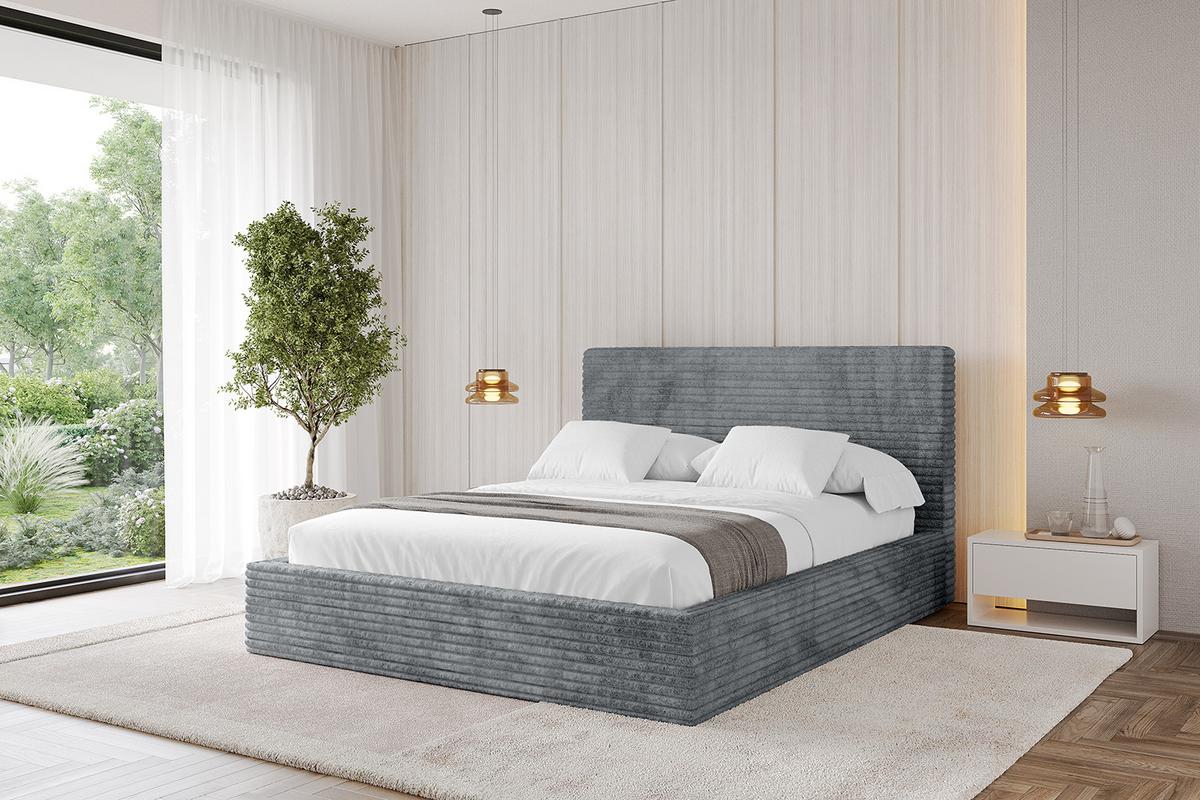 POLSTERBETT mit Bettkasten und Lattenrost, Bett mit Matratze H3/H4 - ALOVA 160x200 Dunkelgrau - Dunkelgrau, Holzwerkstoff/Textil (160/200cm) - ALTDECOR