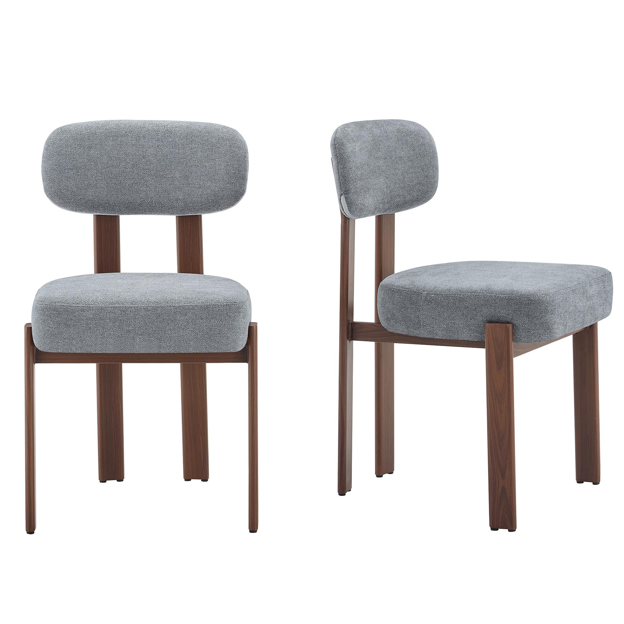 ESSZIMMERSTUHL 2ER-SET aus Leinenstoff mit gebogener Rückenlehne und dicker Polsterung - Grau, Textil (49/82.5/57cm) - Urban Meuble