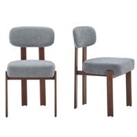 ESSZIMMERSTUHL 2ER-SET aus Leinenstoff mit gebogener Rückenlehne und dicker Polsterung - Grau, Textil (49/82.5/57cm) - Urban Meuble