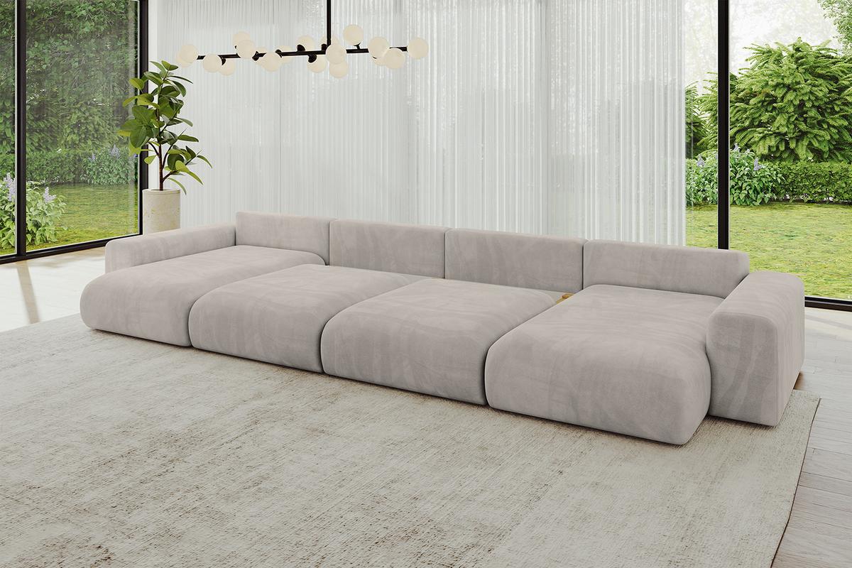 WOHNLANDSCHAFT mit Schlaffunktion ESKAR-U2-464x176x72cm Hellbraun - Hellbraun, Holzwerkstoff/Kunststoff (176/72/464cm) - ALTDECOR