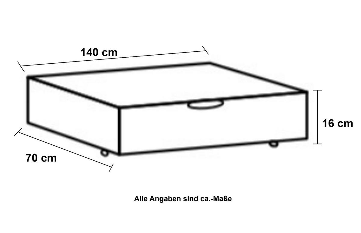 BABYBETT-BETTSCHUBKASTEN B70/H16/T140 cm, passend zum Babyzimmer Landhausstil Weiß (22800-22804) / 22800-02 - Weiß, Holzwerkstoff/Metall - luma-home
