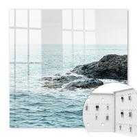 SCHLÜSSELBOX Weiß 30x30 cm – Türöffnung nach rechts - Meereswellen - Türkis, Metall (30/30/5cm) - TULUP