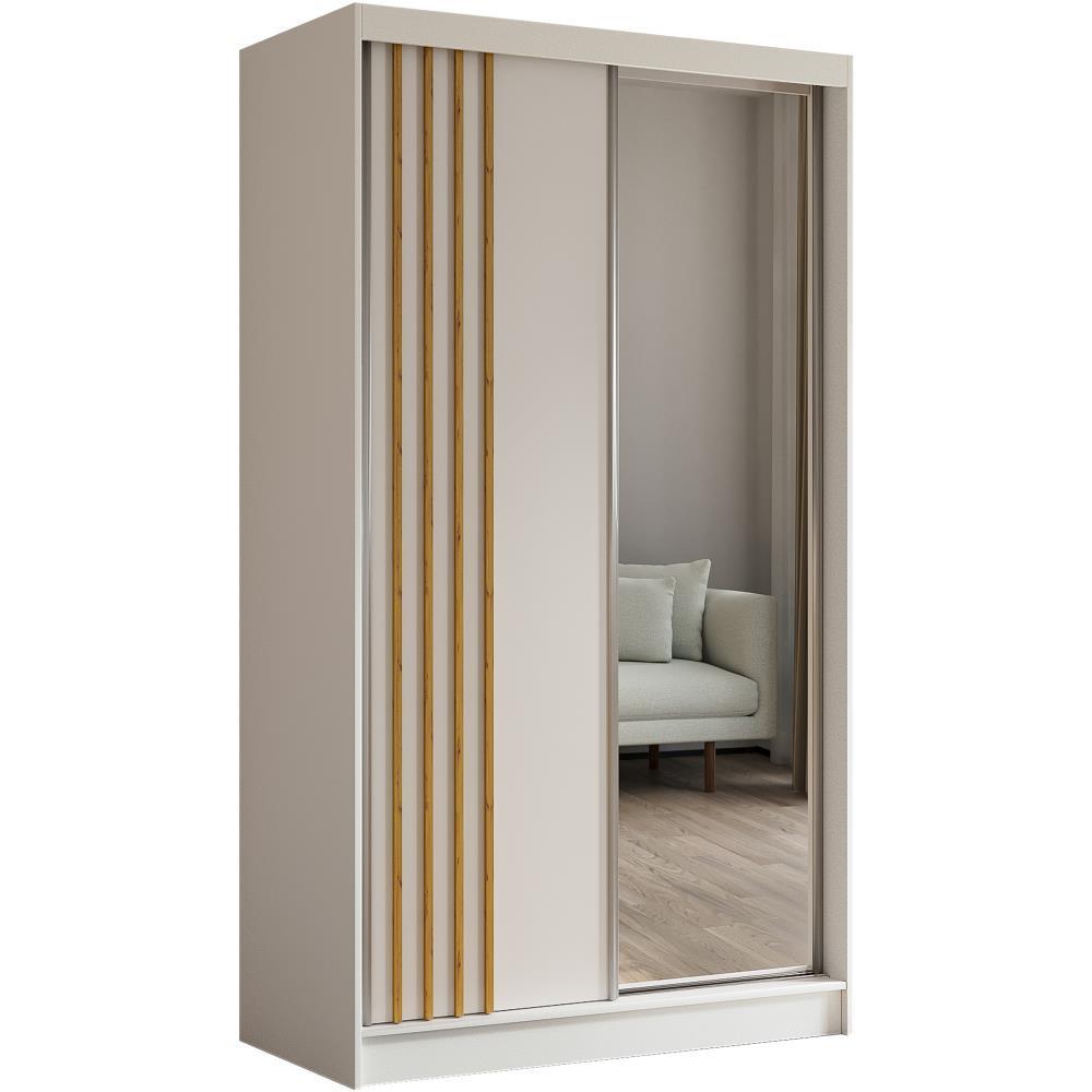 SCHWEBETÜRENSCHRANK Nela II 120/216/61 weiß mit Schubladen - Weiß/Eiche Artisan, Holzwerkstoff (120/216/61cm) - Beautysofa