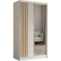 SCHWEBETÜRENSCHRANK Nela II 120/216/61 weiß mit Schubladen - Weiß/Eiche Artisan, Holzwerkstoff (120/216/61cm) - Beautysofa