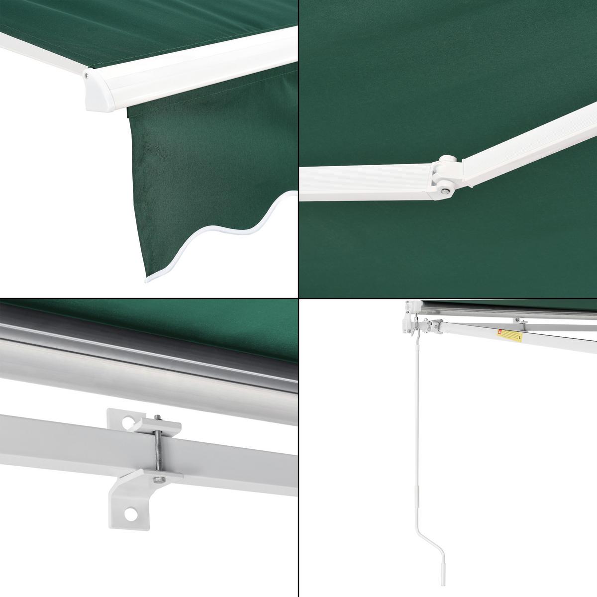 GELENKARMMARKISE Bitonto - Dunkelgrün, Textil/Metall (350/0.1/250cm) - [en.casa]