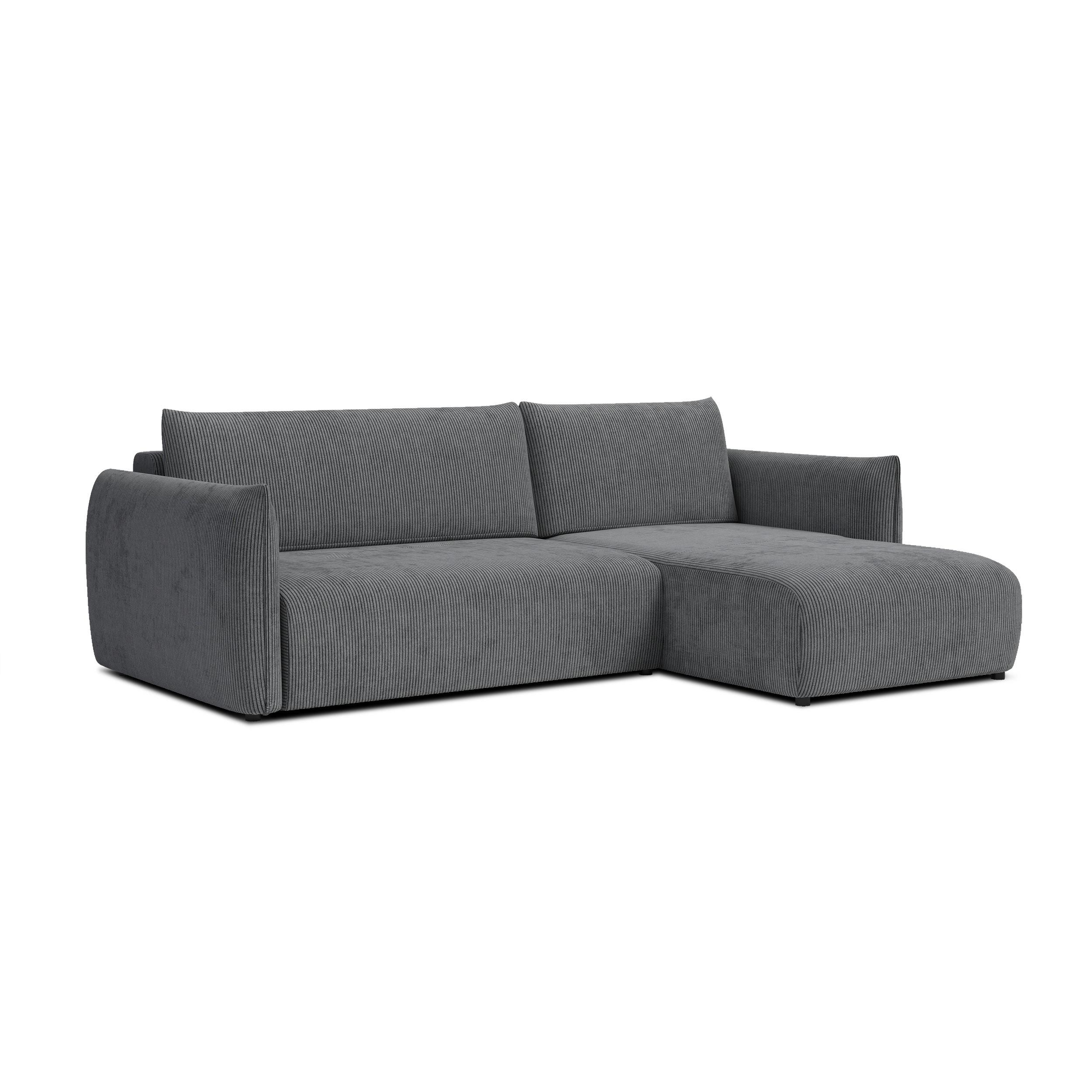 ECKSOFA TAUER 3-Sitzer links, dunkelgrau - Dunkelgrau/Schwarz, Holz/Textil (248/173cm) - Wozimo