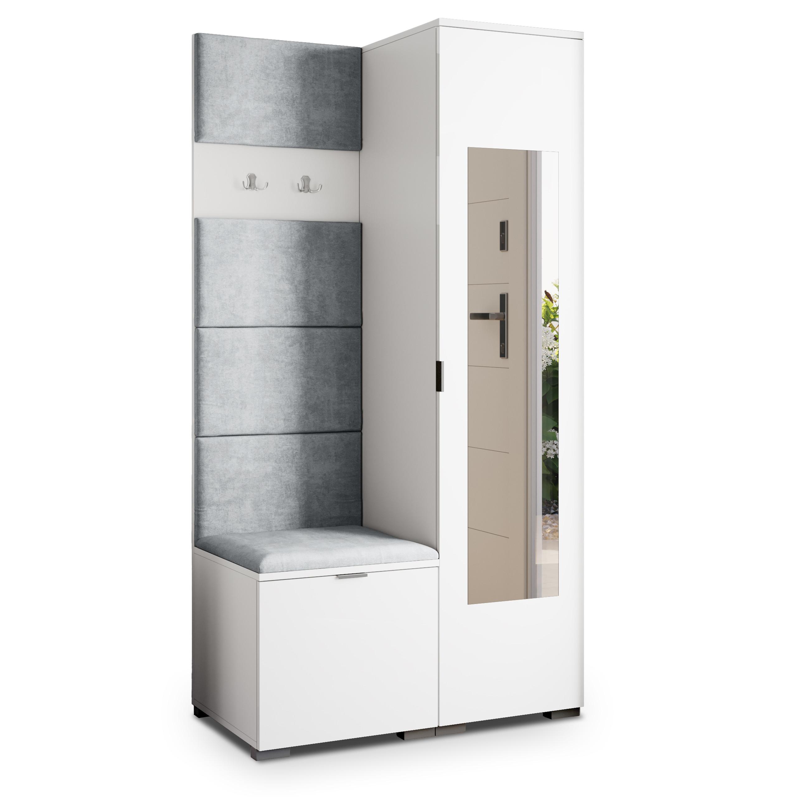 GARDEROBENSCHRANK VIRA 95/181/51 cm Modern Weiß - Hellgrau/Weiß, Holzwerkstoff (95/181/51cm) - MASSENO