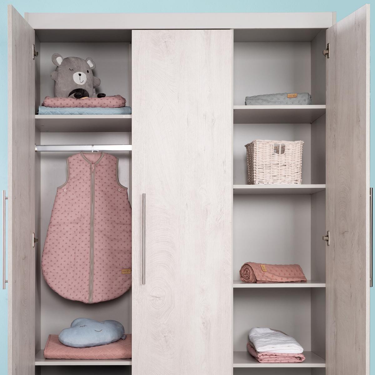 KLEIDERSCHRANK Maren 2 - Hellgrau, Holzwerkstoff/Metall (131/190/52cm) - Roba