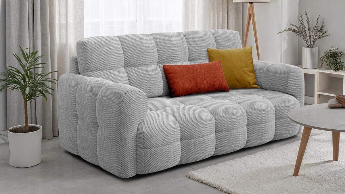 SOFA MELLOW 2,5-Sitzer, hellgrau - Hellgrau/Schwarz, Holz/Textil (183/87/98cm) - Wozimo