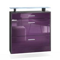 SCHUHSCHRANK Malea Fronten in Brombeer Hochglanz - Brombeere, Holzwerkstoff (89/96/23cm) - Vladon