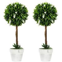 KUNSTPFLANZE Lavendel 2er-Set Künstliche Pflanzen 60 cm Zimmerpflanze Weiß - Braun/Weiß, Kunststoff (60cm) - HOMCOM