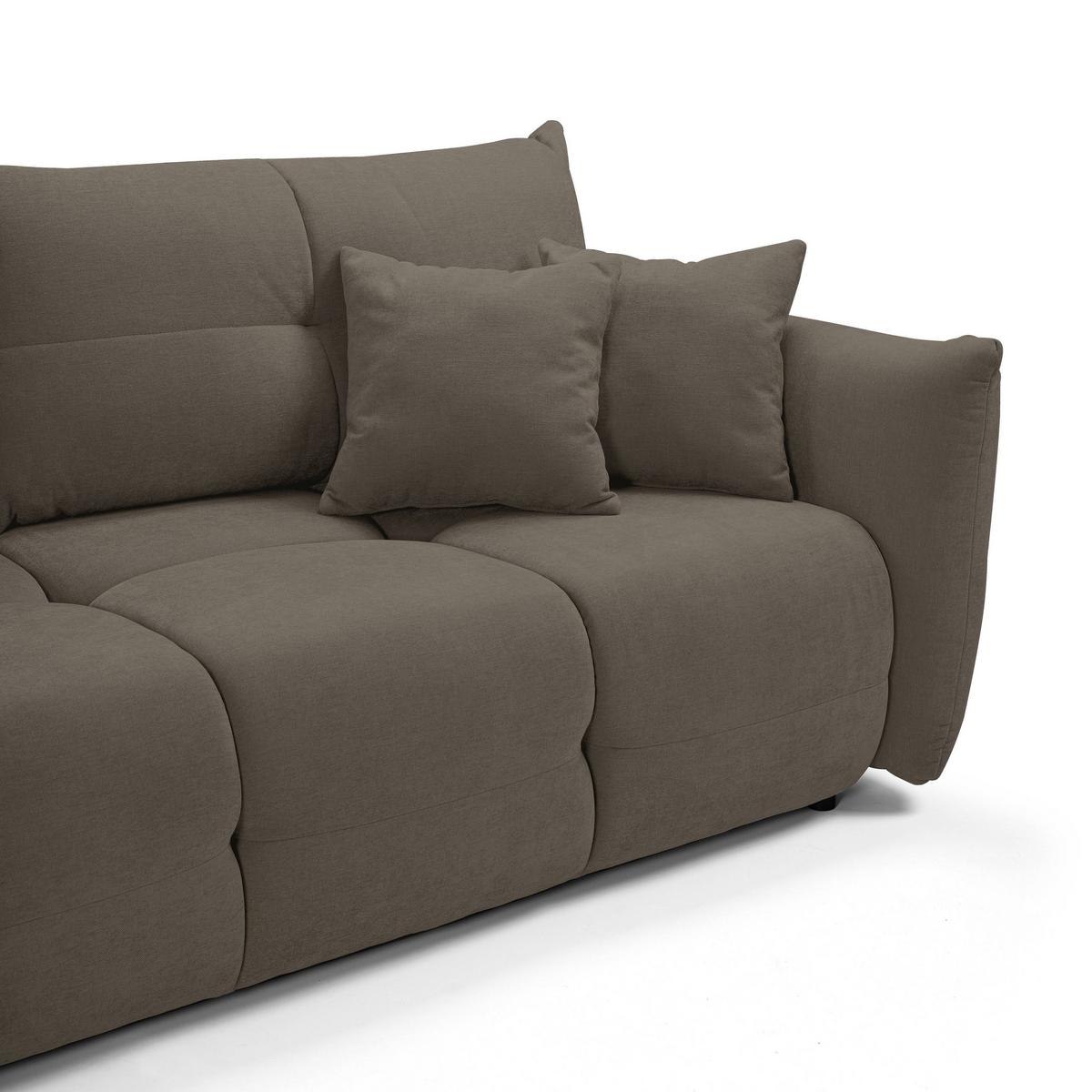 BETTSOFA MODA Braun Chenille-Stoff mit Schlaffunktion - Braun, Holz (245/86/110cm) - MASSENO