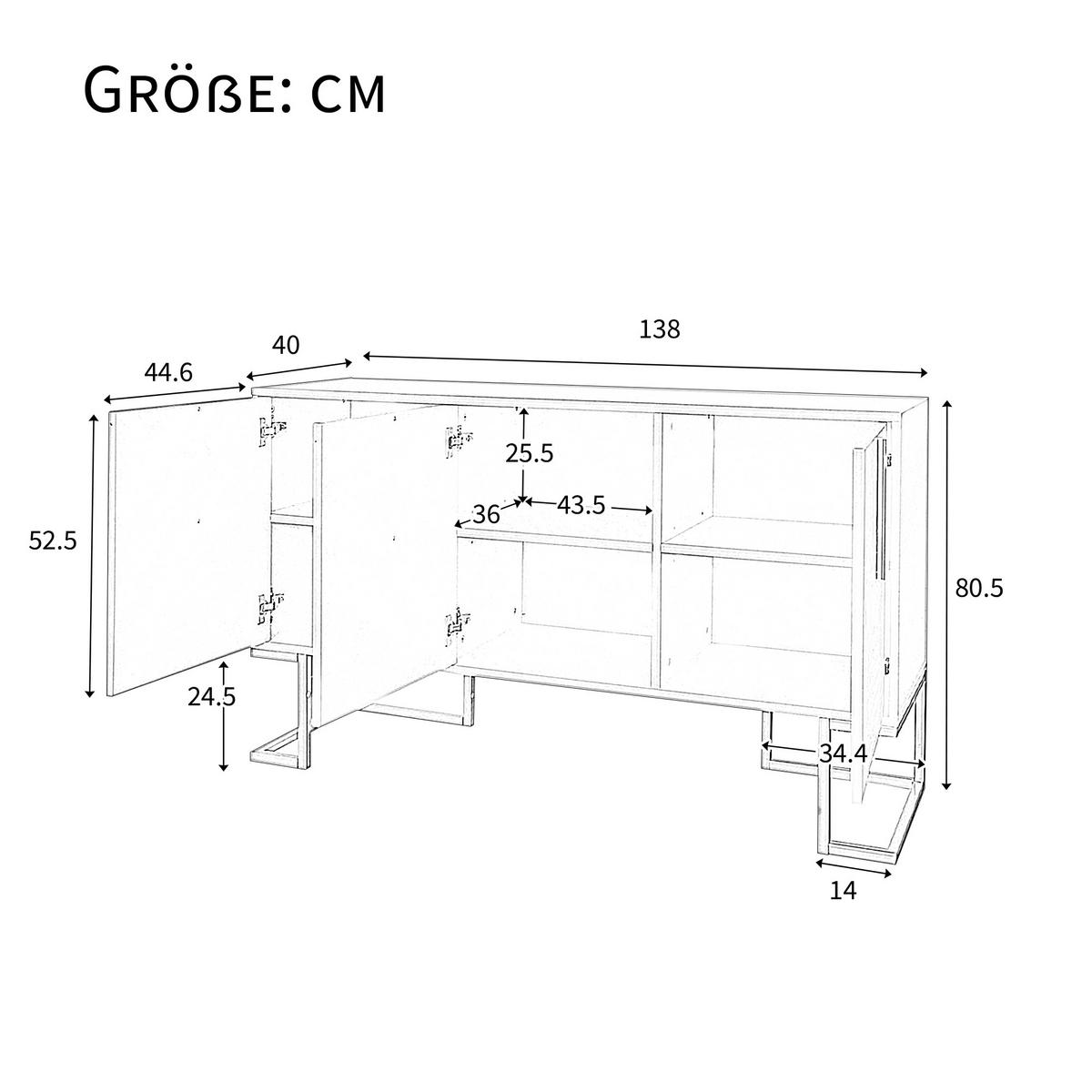 SIDEBOARD Blau 138/40/80,5CM - Blau, Holzwerkstoff/Metall (40/81/138cm) - Urban Meuble