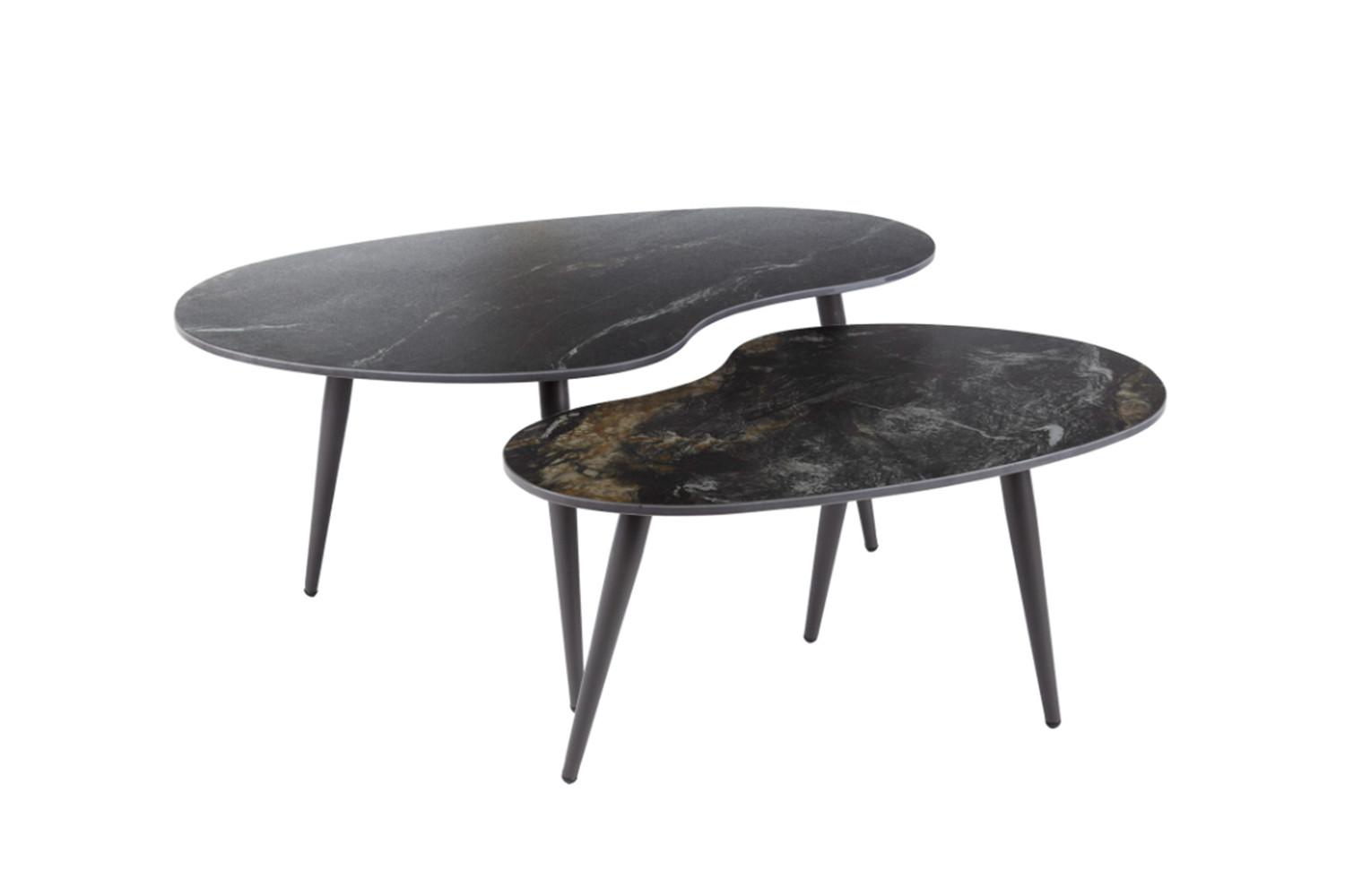 COUCHTISCH PONTE 2ER SET Schwarz Keramik - Schwarz, Keramik/Metall (55/91/40cm) - KAWOLA