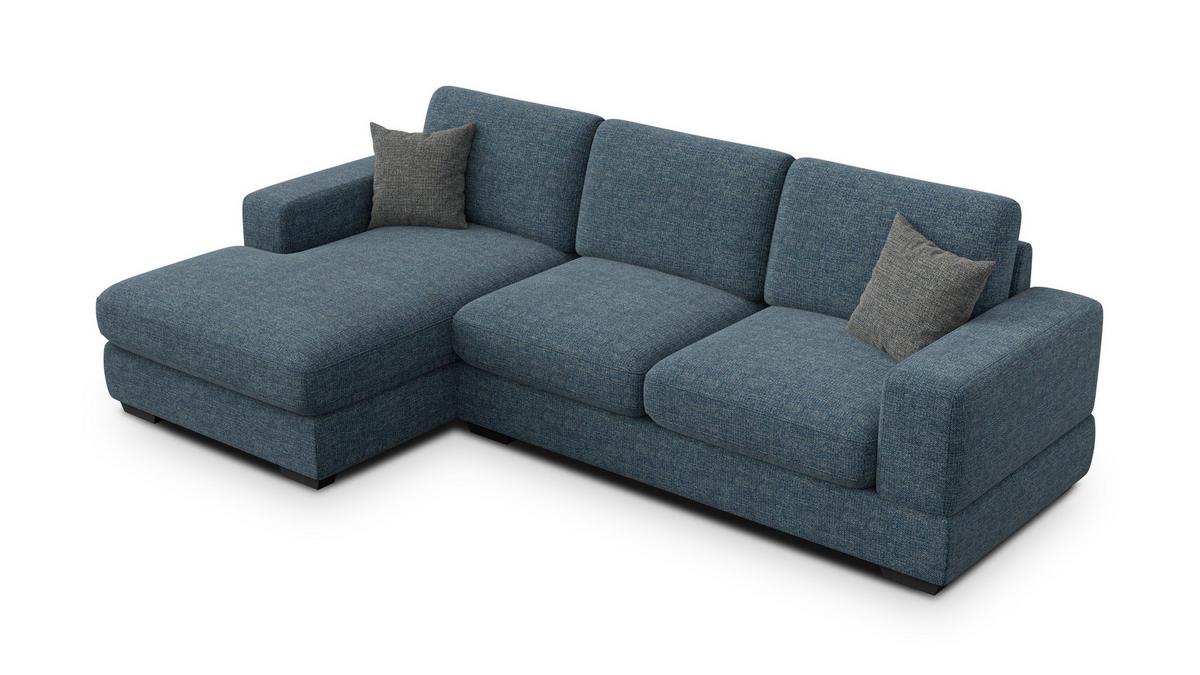 ECKSOFA OTTO 4-Sitzer, marineblau - Blau/Schwarz, Holz/Textil (279/159cm) - Wozimo