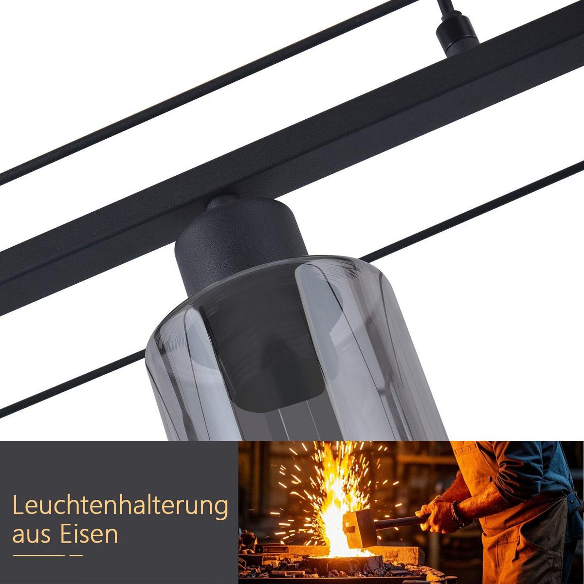PENDELLEUCHTE Martell 25/6/148 cm - Schwarz, Metall (6/25/148cm) - Nettlife