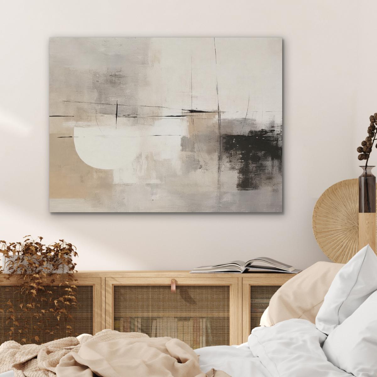 AKUSTIKBILD Abstrakt - Kunst - Grau Gemälde 80x60 cm - Hellgrau, Kunststoff (80/60/0.9cm) - MuchoWow