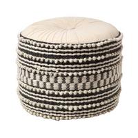 POUF Priya schwarz-weiß im Boho-Stil, 40/40/50 cm - Schwarz, Textil (50/40/50cm) - Homescapes