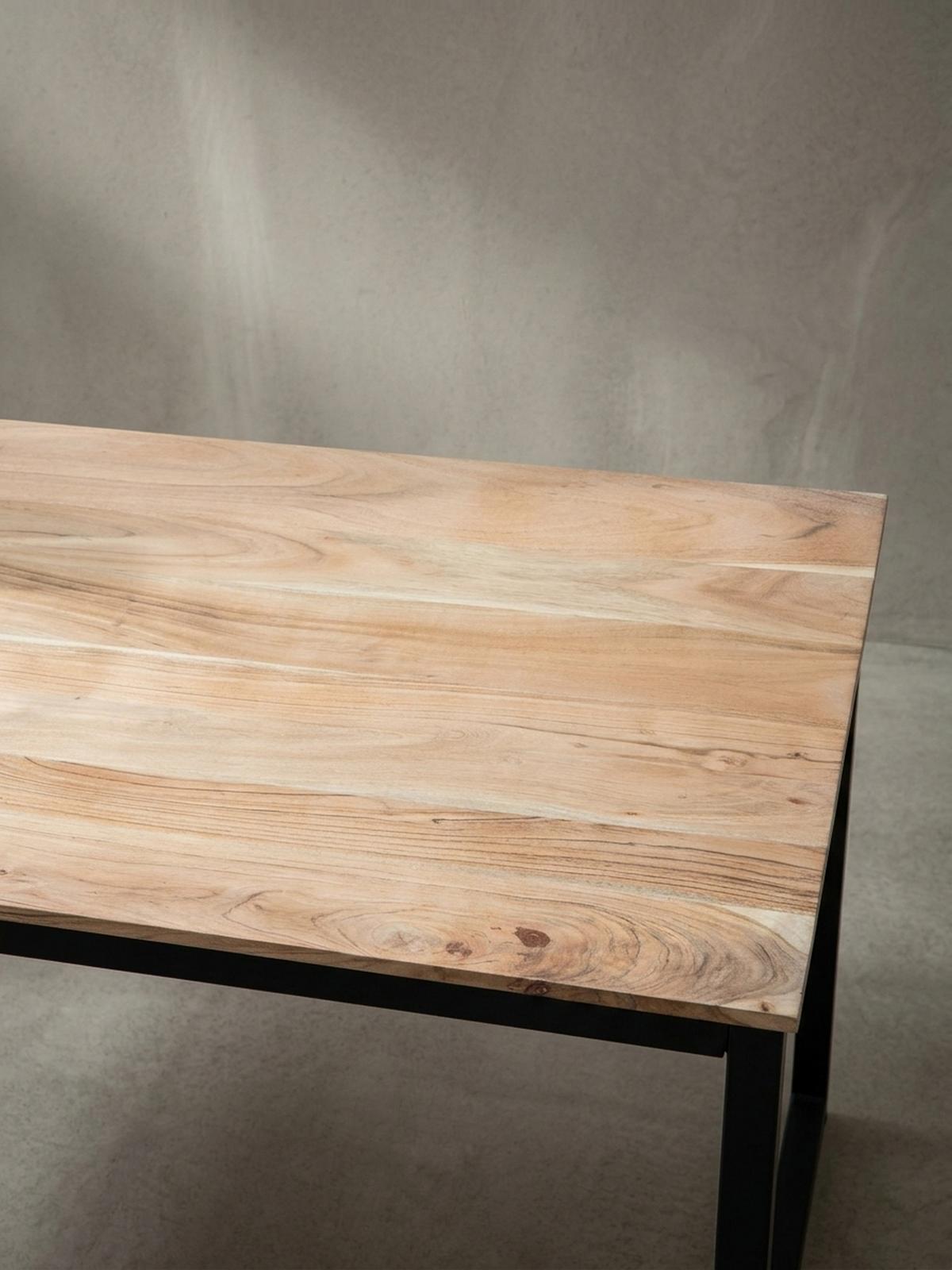 ESSTISCH Massivholz Metall Rechteckig Loft-Stil, Akazie 120x60x76 cm - Schwarz/Akaziefarben, Holz/Metall (60/120/76cm) - KADIMA DESIGN