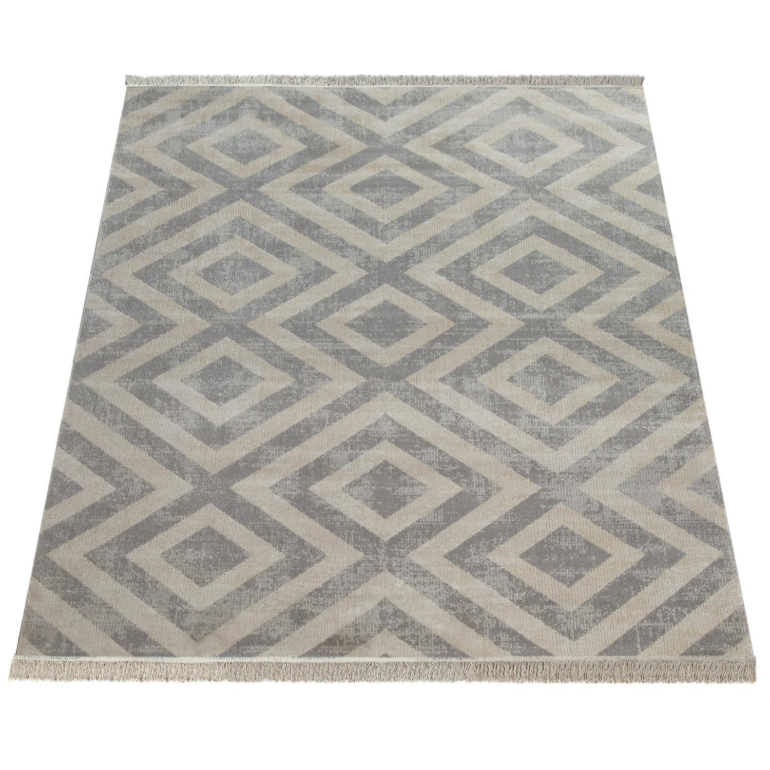 FLACHWEBTEPPICH, mit Rautenmuster, Grau, 60 x 100 cm - Grau, Textil (60/100cm) - KADIMA DESIGN