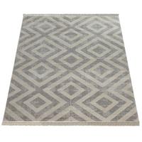 FLACHWEBTEPPICH, mit Rautenmuster, Grau, 60 x 100 cm - Grau, Textil (100/60cm) - KADIMA DESIGN