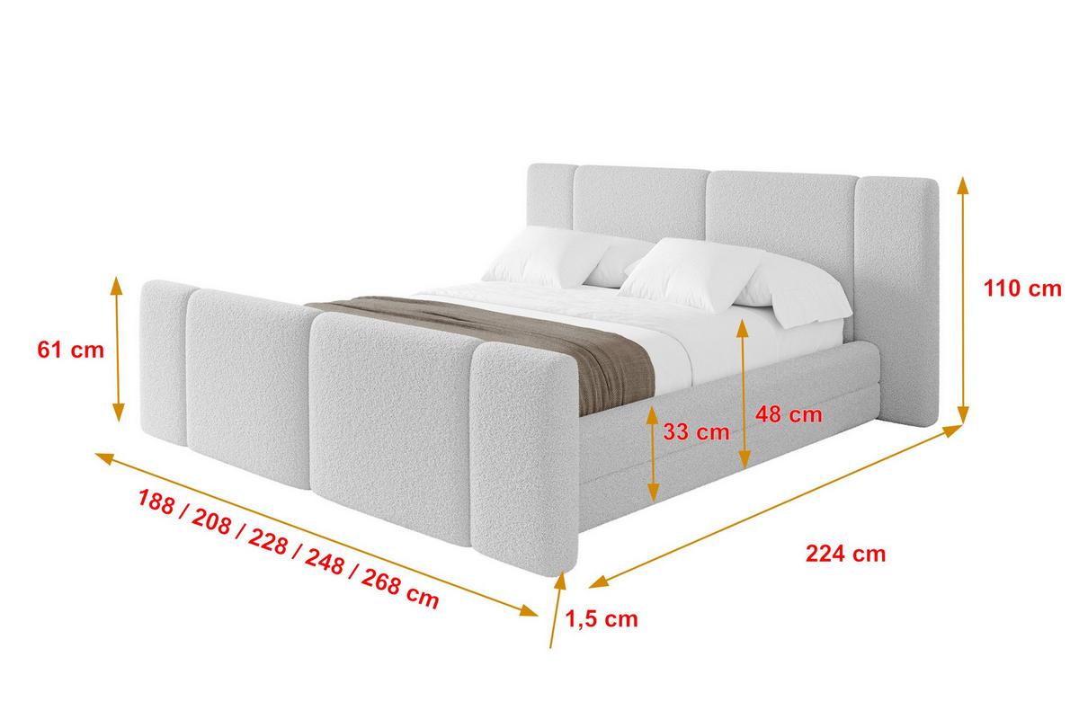 POLSTERBETT mit Bettkasten, Fußteil und Lattenrost, Bett mit Matratze H3/H4 - TEVO-Z 140x200 Hellgrau - Taupe, Holzwerkstoff/Textil (140/200cm) - ALTDECOR