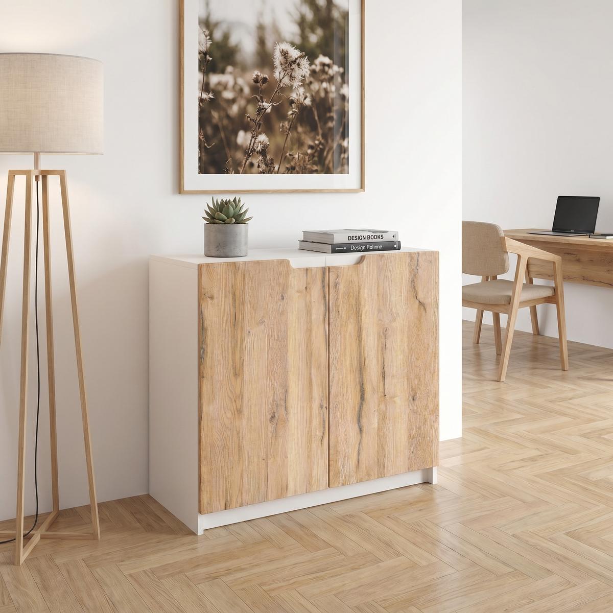 KOMMODE Logan Fronten in Eiche Natur - Eichefarben, Holzwerkstoff (82/78/37cm) - Vladon