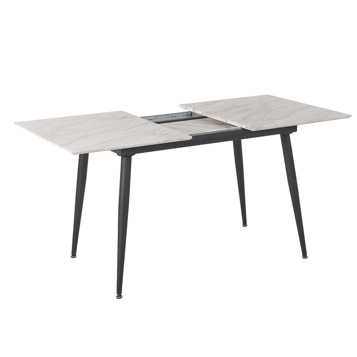 ESSTISCH 120-150/80/75 cm Weiß schwarz Rechteckig Eftalia - Weiß, Holzwerkstoff (150/80/75cm) - Beliani
