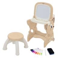 KINDER MALTISCH Braun mit Hocker - Braun, Kunststoff (41/76/45cm) - Joyz