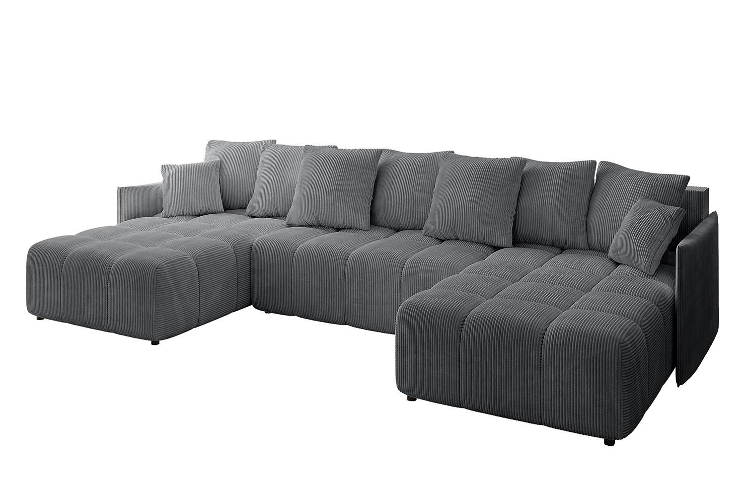 WOHNLANDSCHAFT LONLI-U 355x189x68 Dunkelgrau Cord - Dunkelgrau, Holzwerkstoff/Kunststoff (355/68/189cm) - ALTDECOR