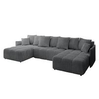 WOHNLANDSCHAFT LONLI-U 355x189x68 Dunkelgrau Cord - Dunkelgrau, Holzwerkstoff/Kunststoff (355/68/189cm) - ALTDECOR