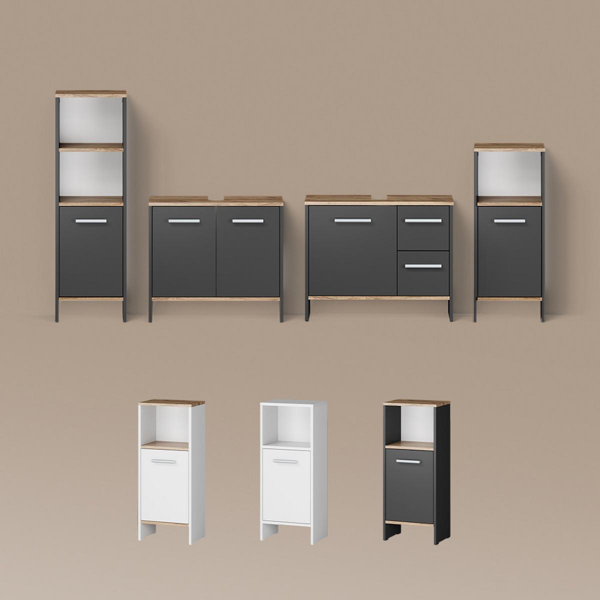 BADEZIMMERMÖBEL-SET Amalfi Anthrazit/Goldkraft Eiche 2 Teile - Honigeiche/Anthrazit, Holzwerkstoff (63.8/57/26.3cm) - Livinity®