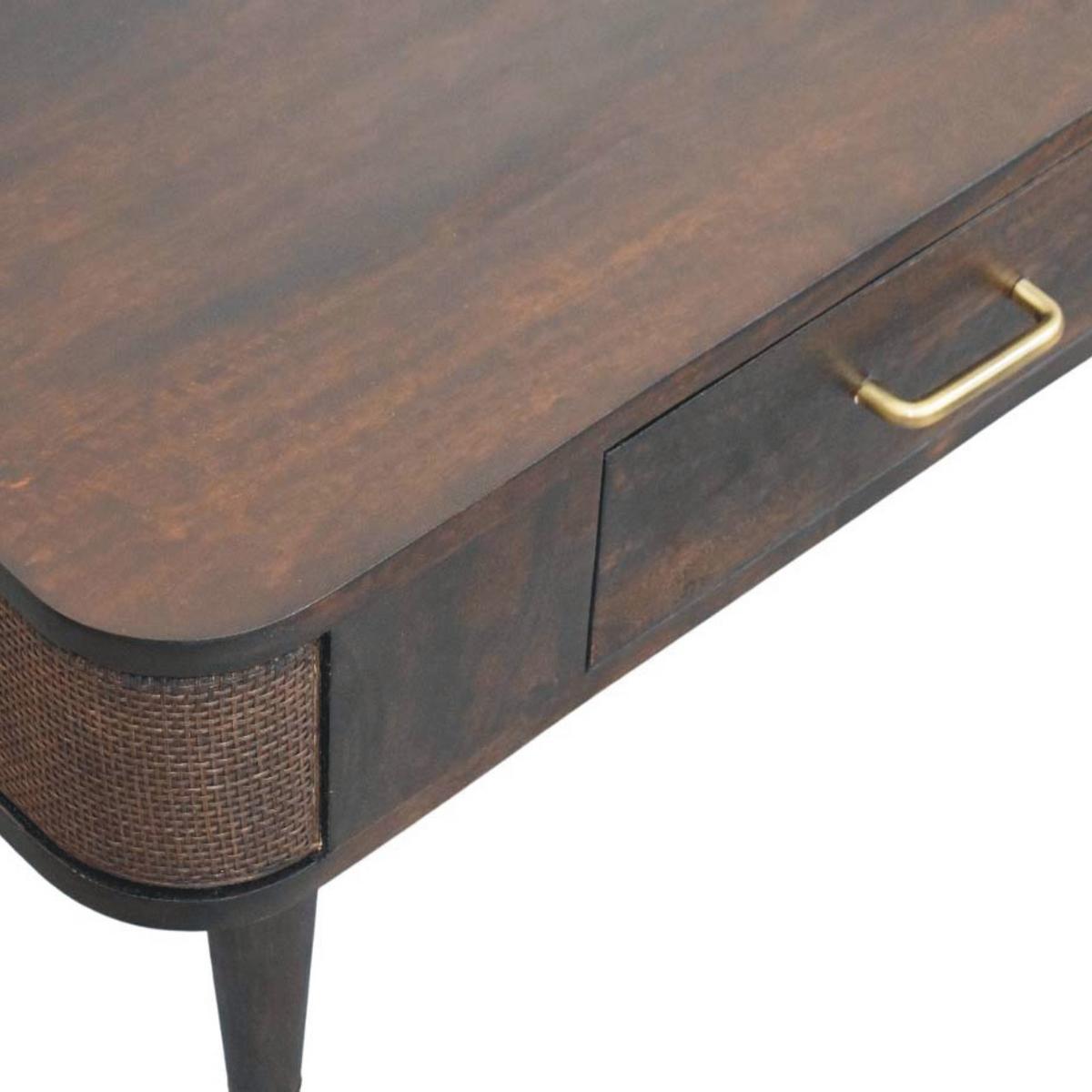 TISCH mit Samt-Mokka-Finish, 1 Schublade, dunkelbraun - Dunkelbraun/Goldfarben, Holz/Metall (55/85/41cm) - Artisan Furniture