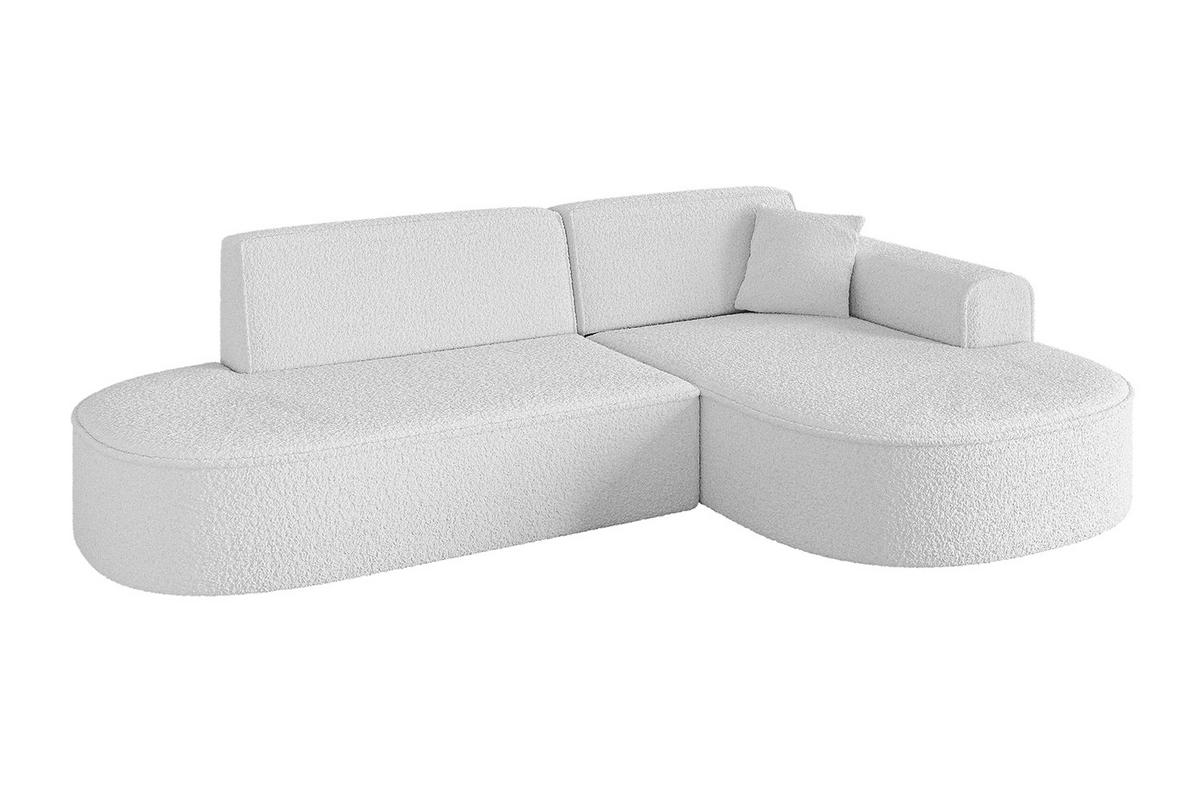 ECKSOFA Ottomane Rechts MARI-L1 - 243x171x79 cm Weiß Bouclé - Schwarz/Weiß, Holzwerkstoff/Kunststoff (234/163cm) - ALTDECOR