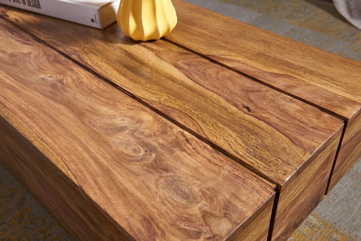 COUCHTISCH aus Massivholz – Landhausstil für das Wohnzimmer, Dunkelbraun 120x45x30 cm - Braun, Holz (45/120/30cm) - KADIMA DESIGN
