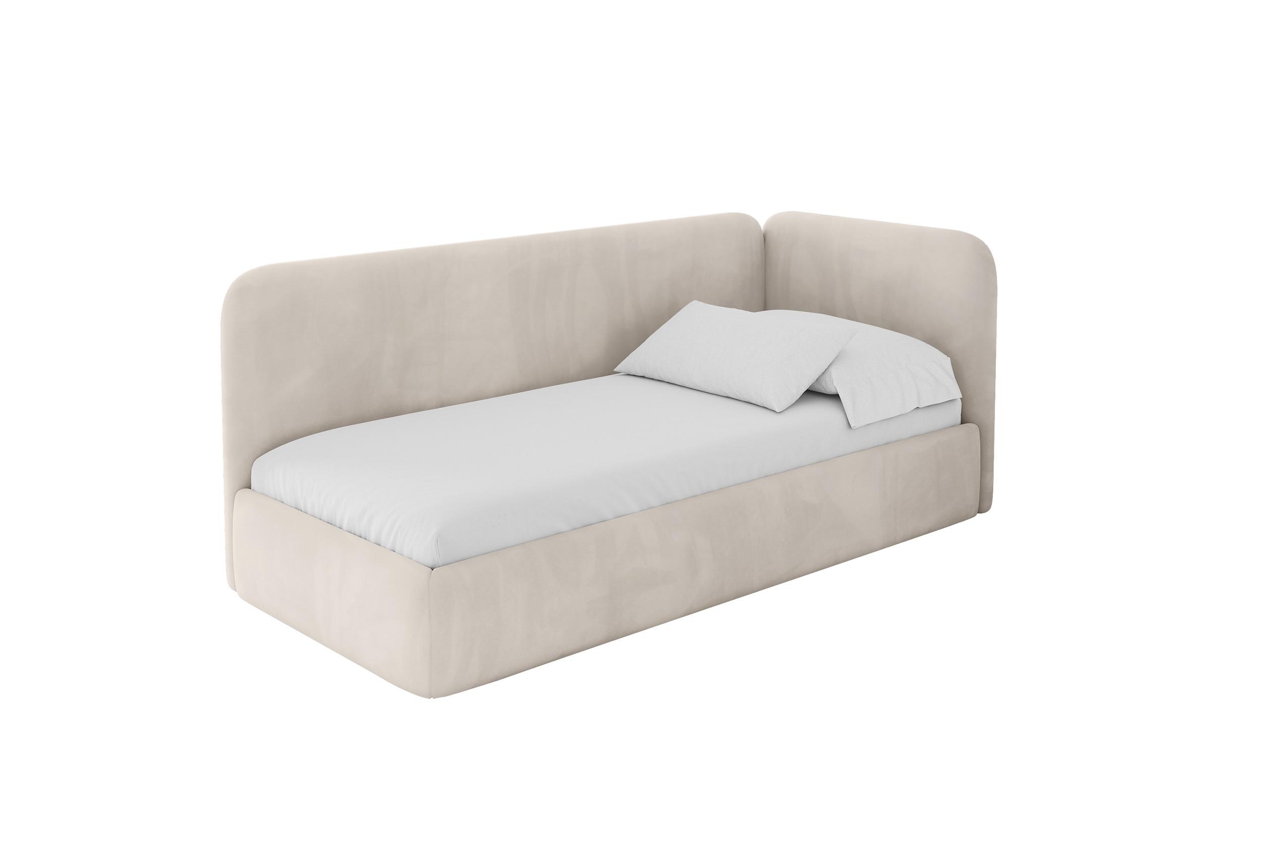 EINZELLBETT Jugendbett mit Bettkasten, Links - ELSY 100x200 Beige - Ecru, Holzwerkstoff/Textil (100/200cm) - ALTDECOR