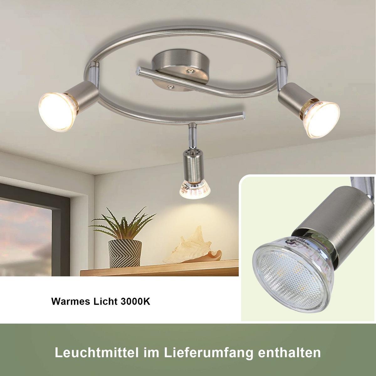 DECKENSTRAHLER Lyng 3-flammig 42/15/42cm - Silberfarben, Metall (42/15/42cm) - Nettlife