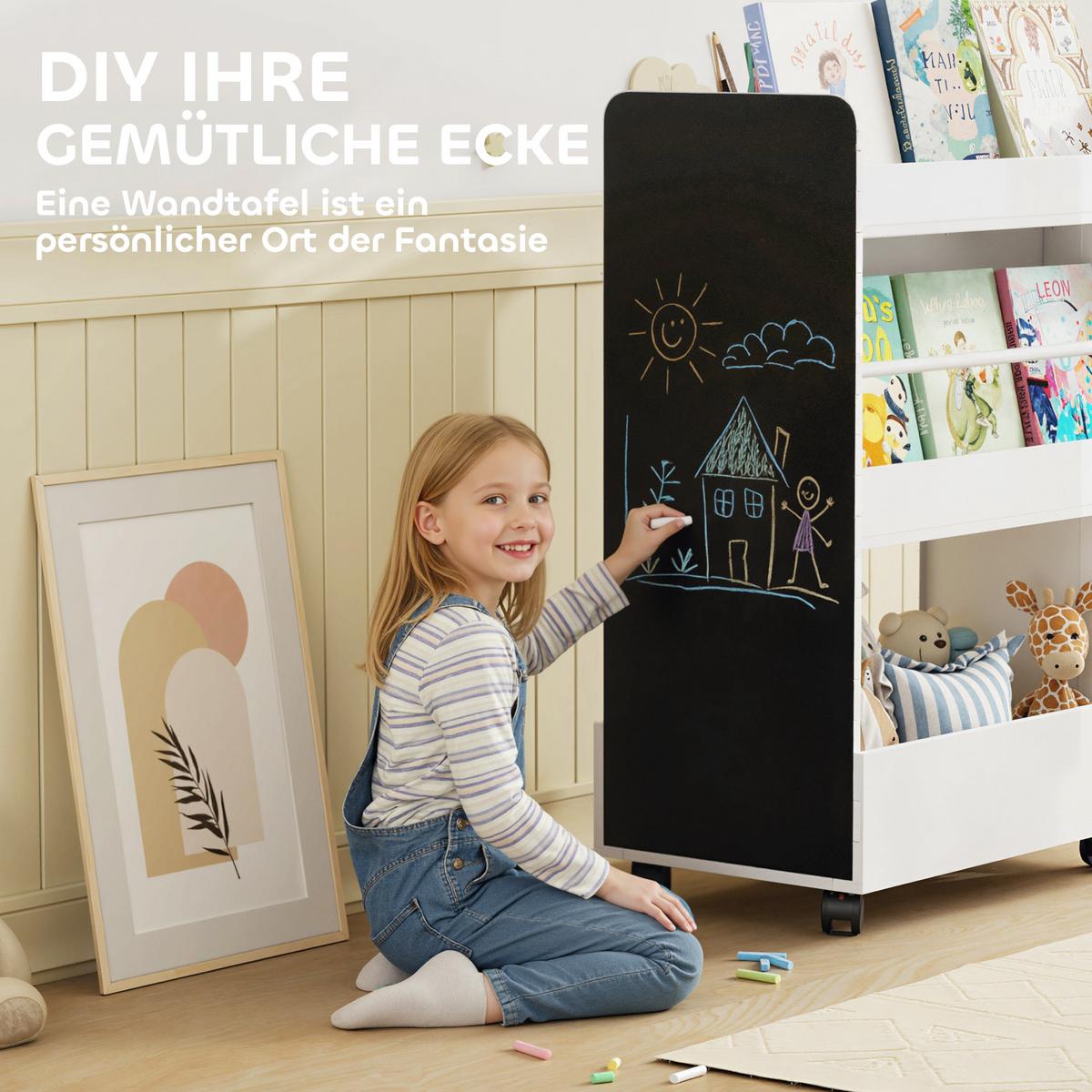 KINDER-BÜCHERREGAL MDF Weiß - Weiß, Holzwerkstoff (32.5/86.5/66.5cm) - AIYAPLAY