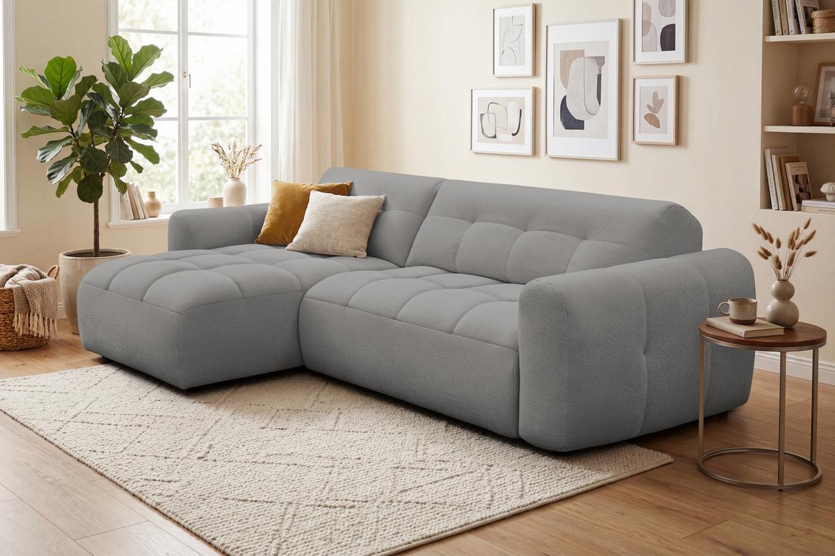 ECKSOFA LUMERO 4-Sitzer LINKS, taupe - Taupe/Schwarz, Holz/Textil (275/166cm) - Courtois Laville