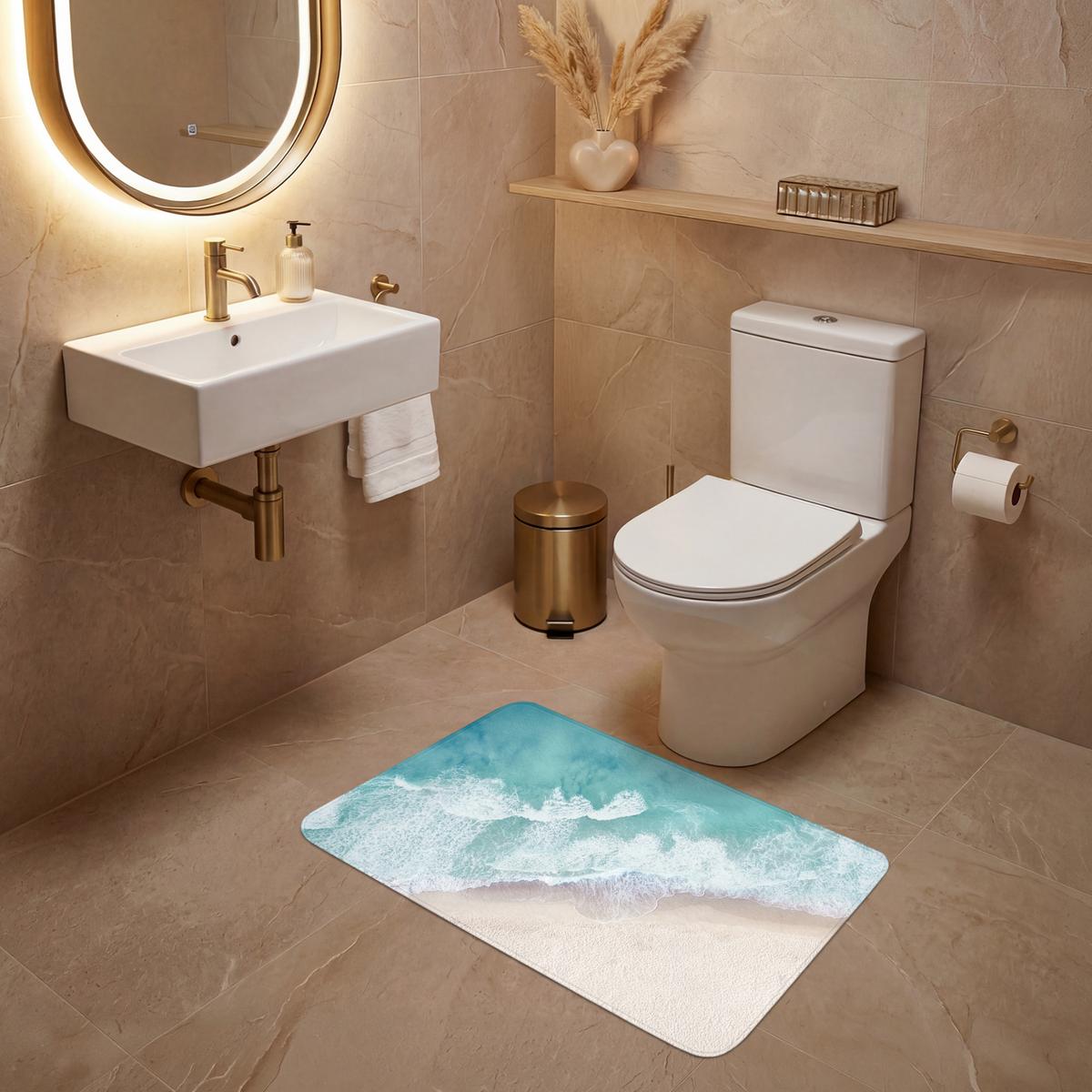 WC-VORLEGER Strand - Meer - Natur - Sommer Toilettenteppich 80x50 cm - Türkis, Textil (80/1cm) - OnlyWow