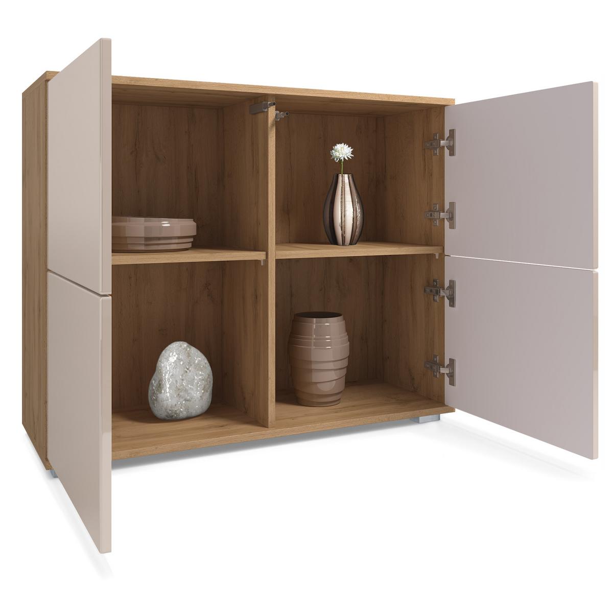 KOMMODE Rova Schwarz Hochglanz - Schwarz Hochglanz, Holzwerkstoff (92.5/75.5/35cm) - Vladon