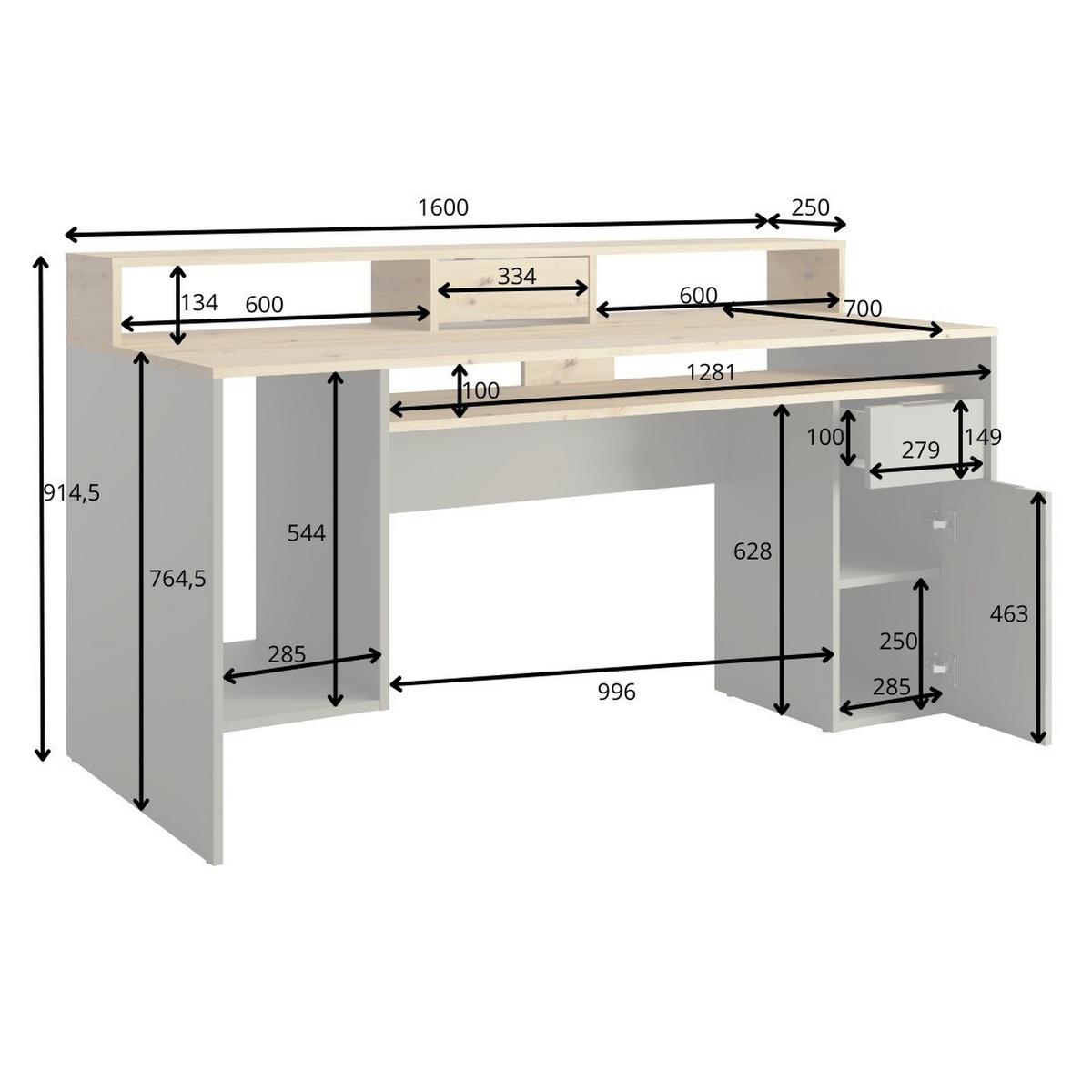 SCHREIBTISCH RADIX 160x70x91,5 cm Bürotisch Computertisch, Graphitfarben - Graphitfarben, Holzwerkstoff (70/160/91.5cm) - MASSENO