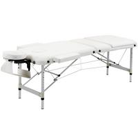 MASSAGELIEGEN höhenverstellbarer Massagetisch Massagebett Aluminium Kunststoff - Weiß, Metall (81/84/215cm) - HOMCOM
