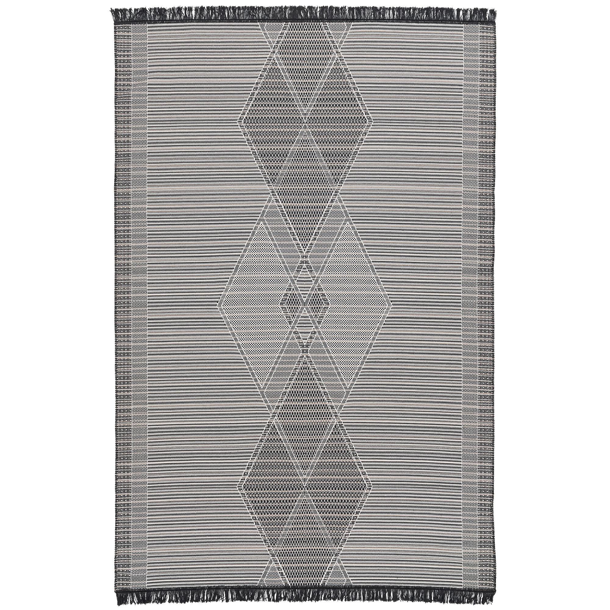 TEPPICH BEIDSEITIG ETHNO KELIM MELIERT - Schwarz/Weiß, Textil (200/290cm) - Pergamon